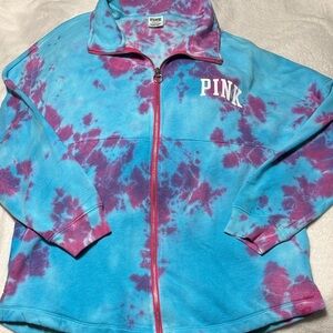 PINK Victoria's Secret Blue & Purple Tie-Dye Zip-Up Fleece